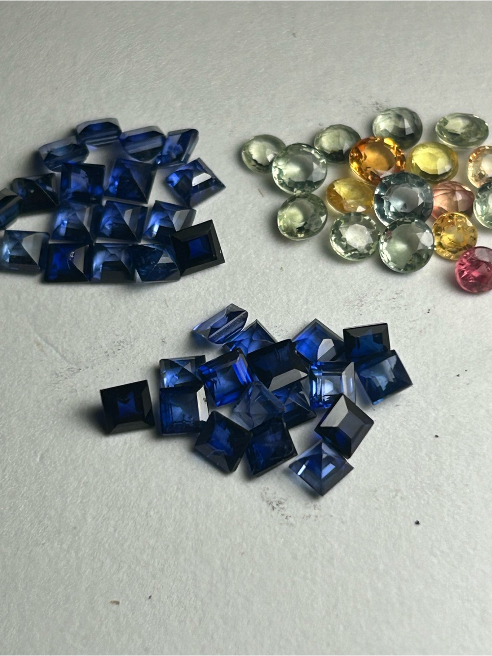 7.69 CTs Natural Loose Square-Cut Blue & Mixed Color Sapphire